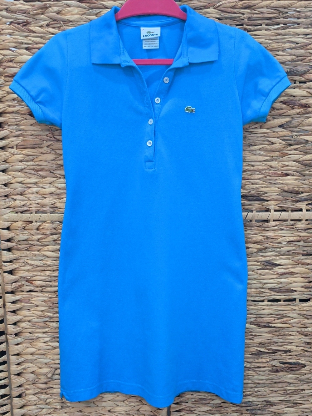 Lacoste Turquoise Blue Polo Dress with Signature Green Croc Size Small (FRANCE7)